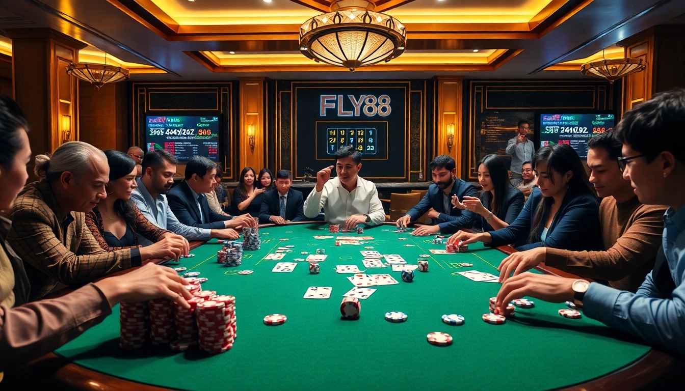 Experience thrilling poker action at https://fly88seo.com/ with vibrant chips and high-energy atmosphere.
