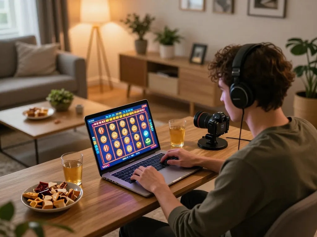 Engaging online slots game session on da88 com in a cozy living room setup
