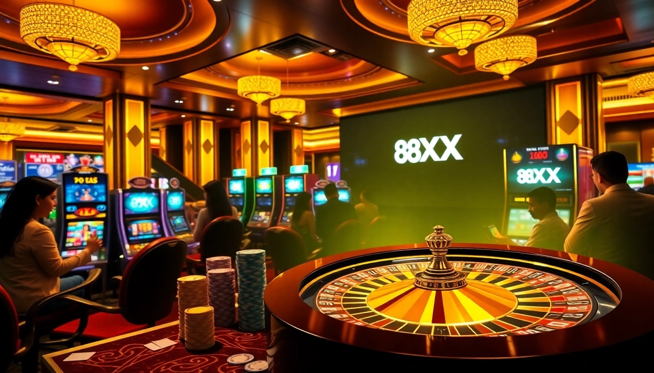 Experience the thrill of gambling with 8XX in a vibrant casino atmosphere.