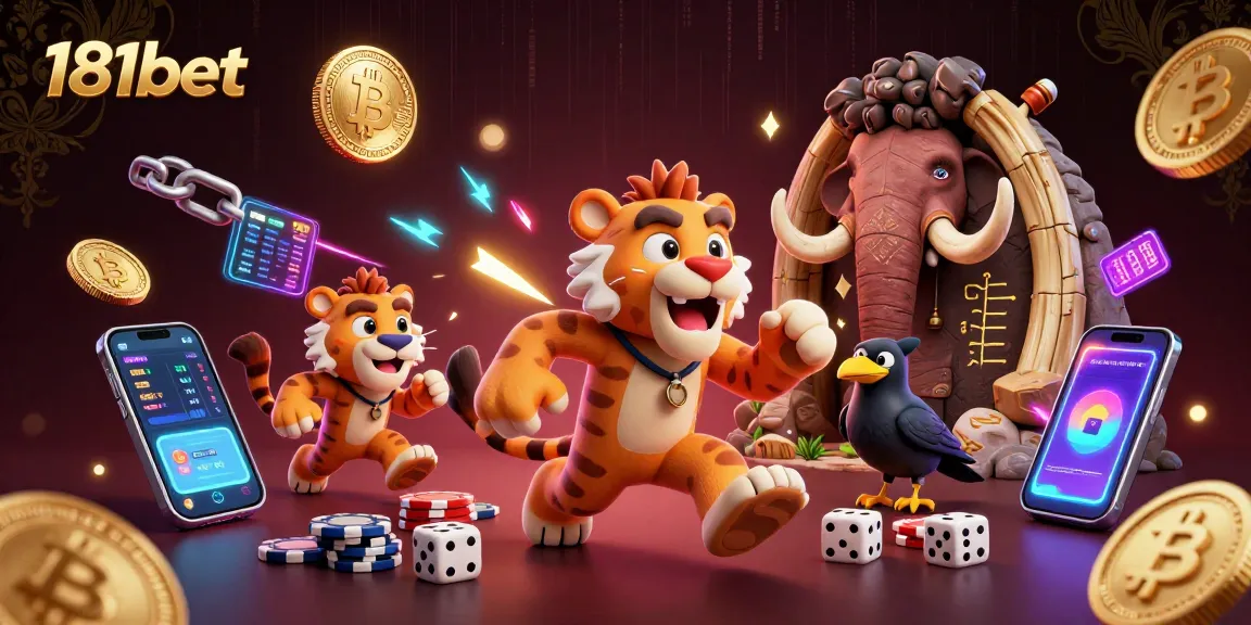 Engage in thrilling gameplay at 181bet with vibrant illustrations of a prehistoric casino.