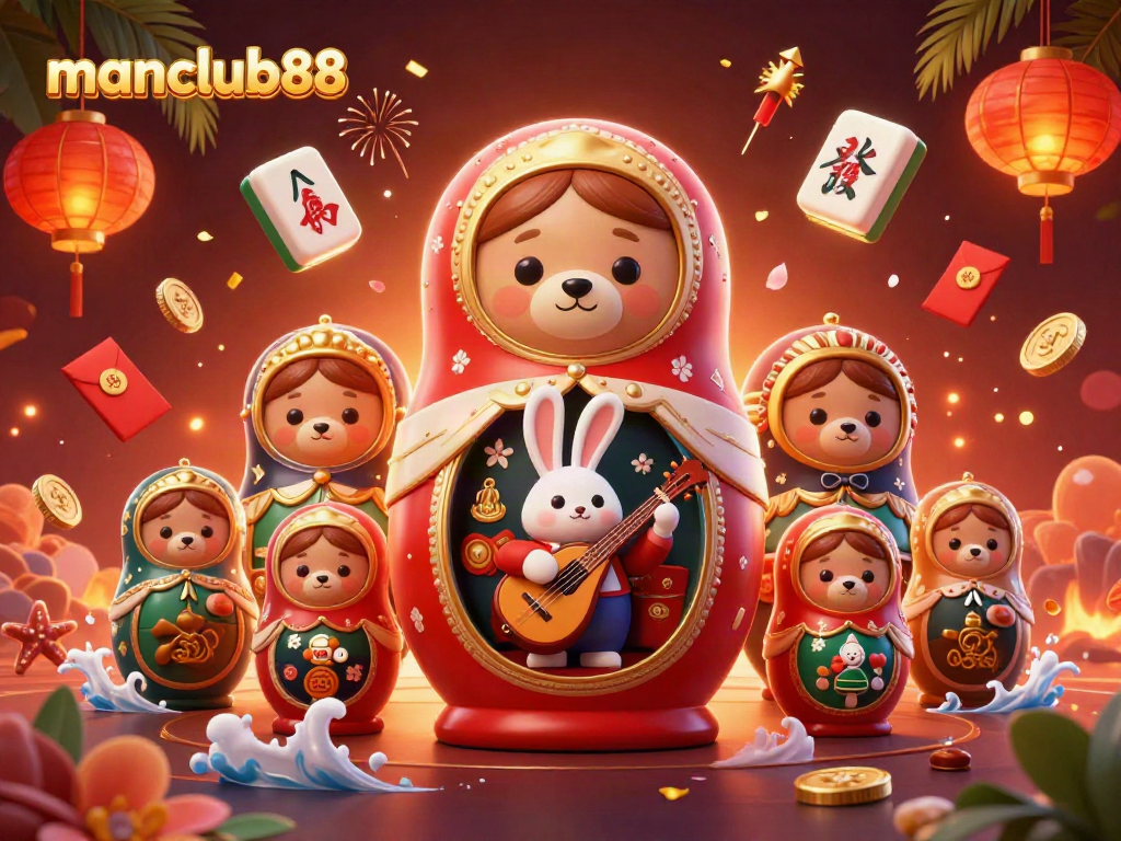 Experience manclub88's vibrant casino scene with character-filled 3D illustration.