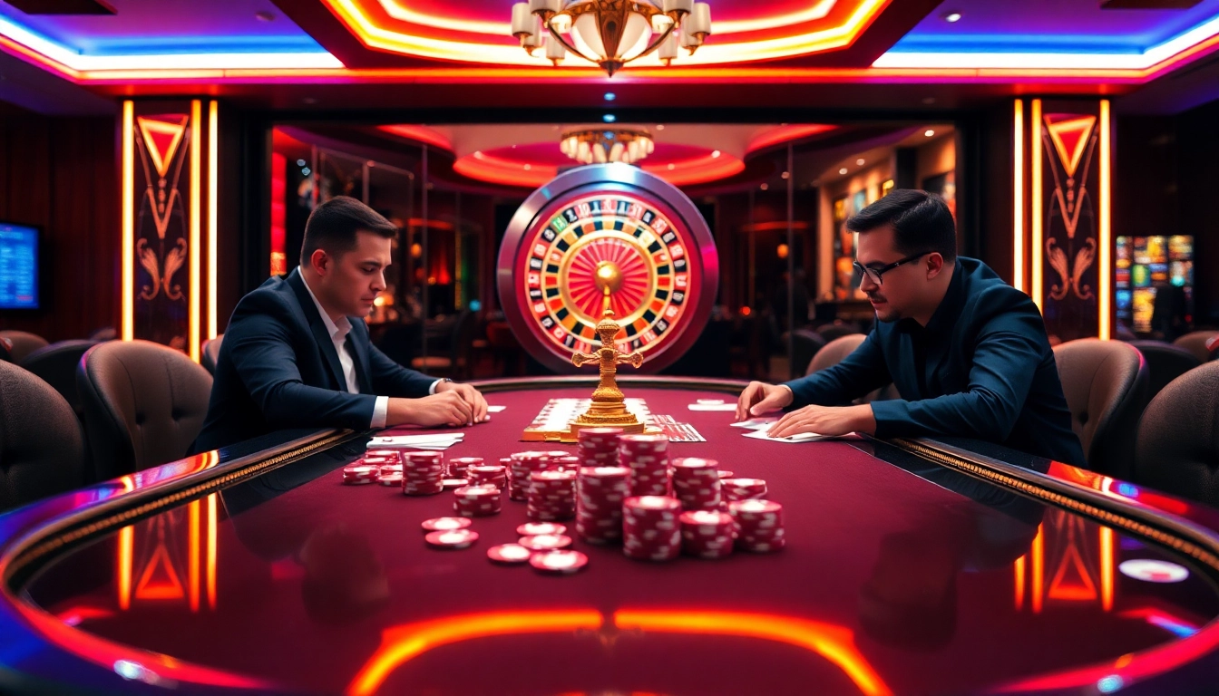 Engaging scene depicting Nhà cái uy tín F168 with players at a poker table in an online casino setting.