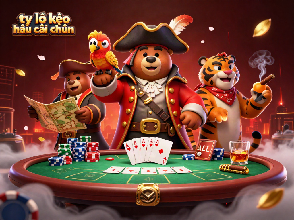 Experience the thrilling action of tỷ lệ kèo nhà cái chuẩn with a pirate captain bear, tiger first mate, and poker elements.