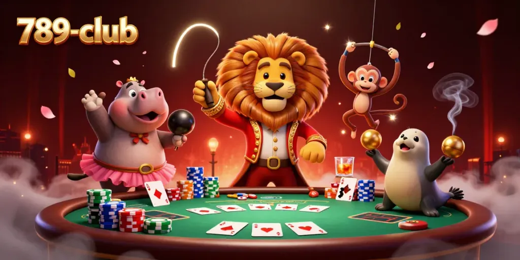 Engaging 789-club illustration depicting a lively casino scene with interactive characters