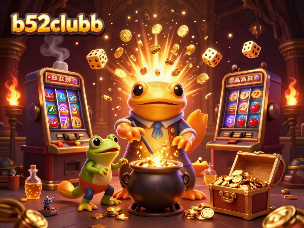 Experience the magic of b52clubb with a golden salamander alchemist and jackpot slots in a vibrant scene.
