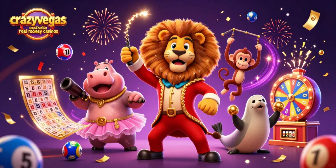 Experience thrilling moments at crazyvegas australia real money casinos with exciting lottery games and festive circus characters.