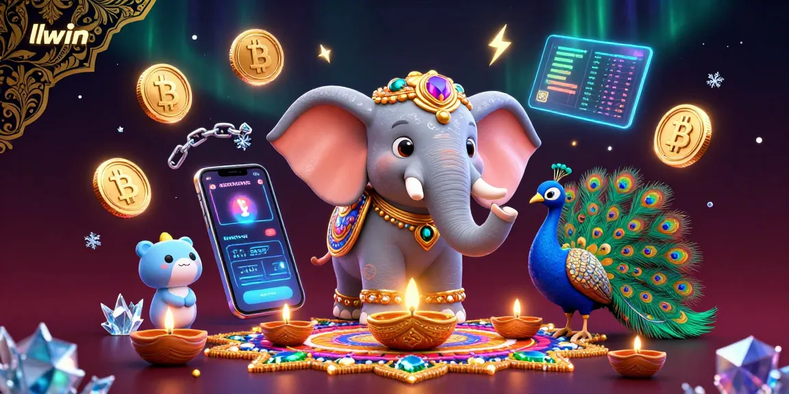 Experience the excitement of llwin with vibrant 3D illustrations of a casino-themed elephant and colorful assets.