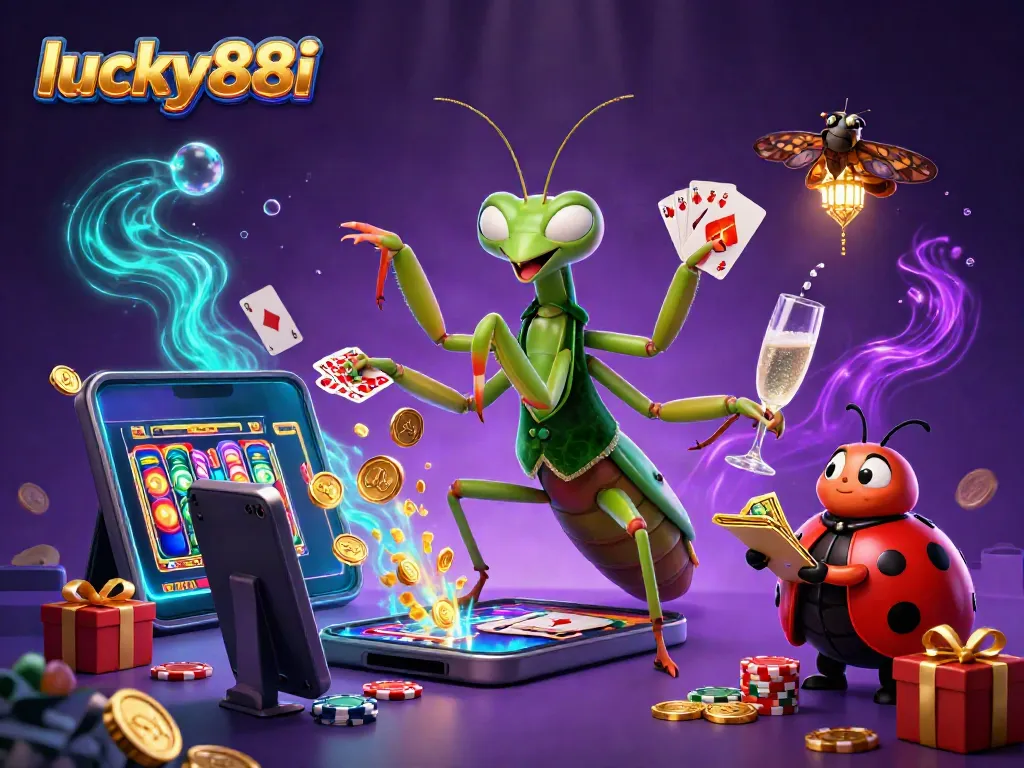 Experience the excitement of lucky88i with the magnificent casino scene featuring vibrant characters and games.