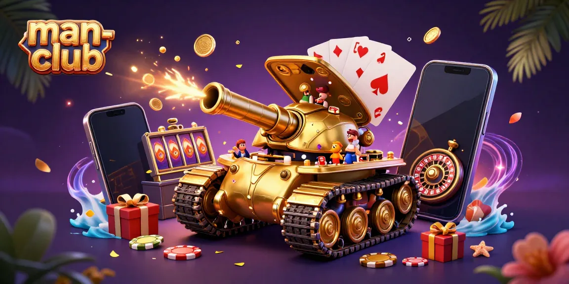 Experience thrilling moments at the man-club with a vibrant casino-themed 3D illustration.