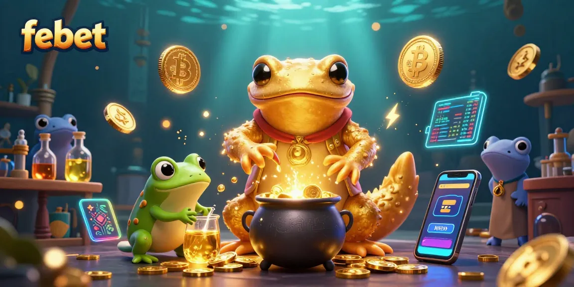 Engage in thrilling gaming at febet with gold coins, alchemy, and vibrant crypto elements.