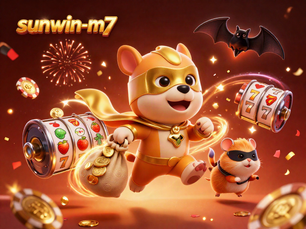 Experience thrilling gameplay with sunwin-m7's vibrant casino scene featuring animated slot reels and playful characters.