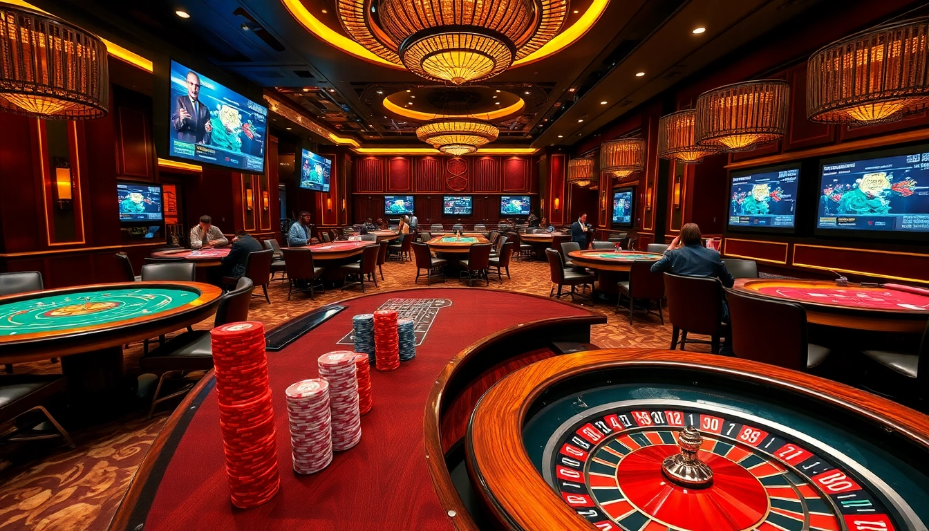 Engaging players enjoying games at TG88 casino, showcasing luxurious poker tables and vibrant chips.