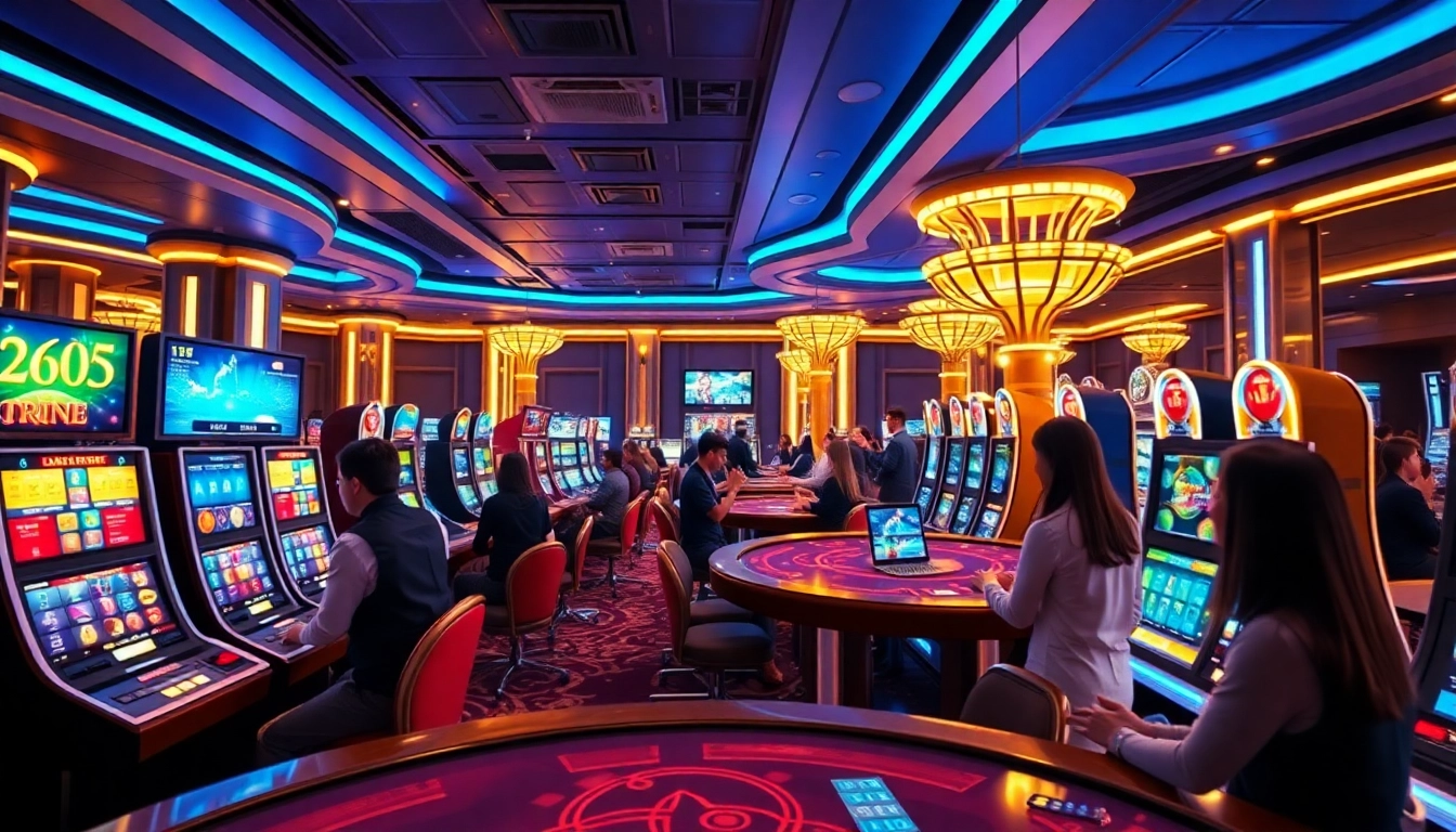 MMOO online casino featuring luxurious gaming experience with live dealers and vibrant slot machines.