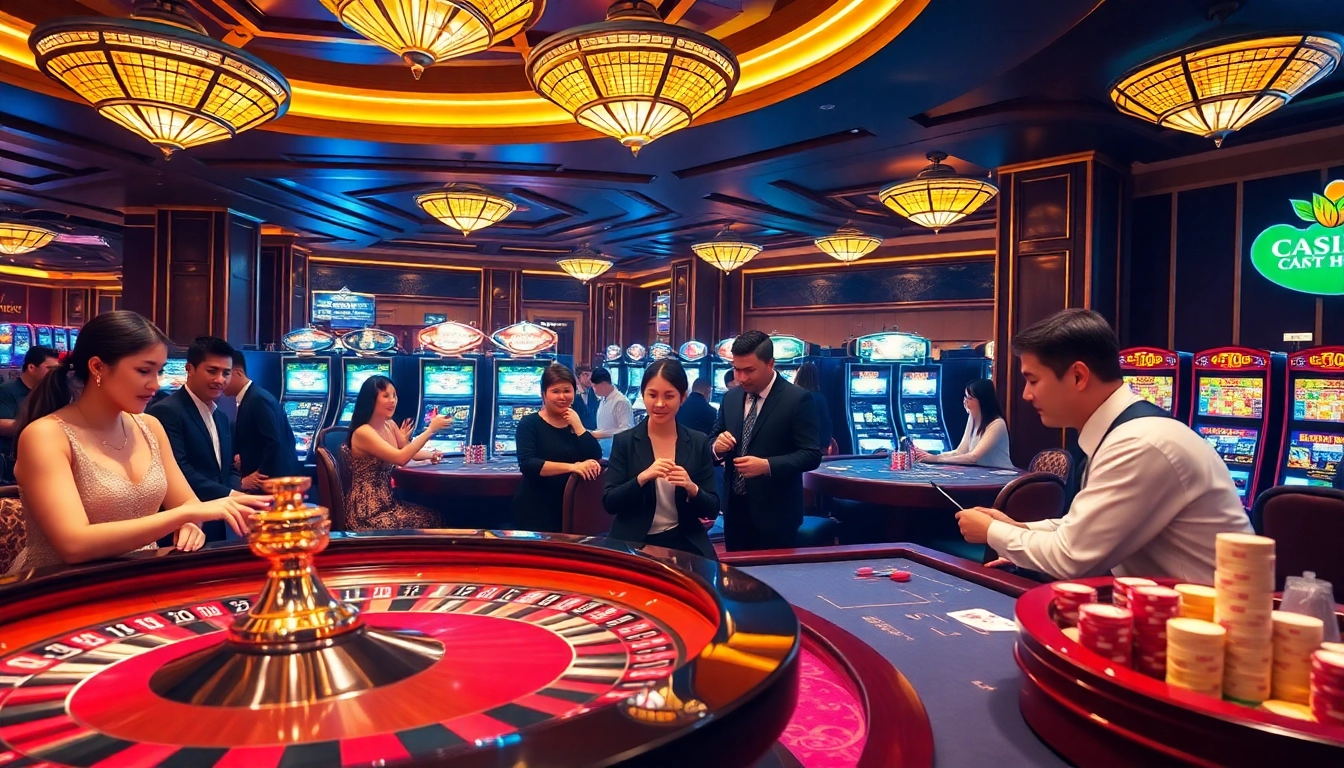 Experience the excitement at cổng game kjc with thrilling casino tables and vibrant slot machines.