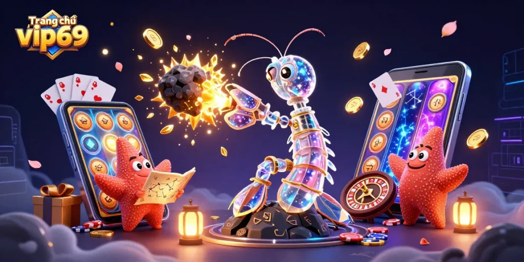 Experience the excitement of Trang chủ vip69 with dynamic characters and vibrant casino elements.