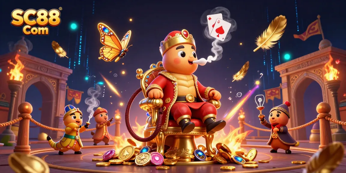 Experience thrilling gameplay with SC88 Com in this vibrant casino scene featuring poker symbols and dynamic elements.