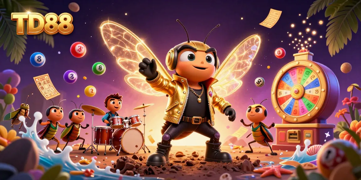Experience the thrilling atmosphere of TD88 with a vibrant rock star scene featuring a cicada in a golden jacket.
