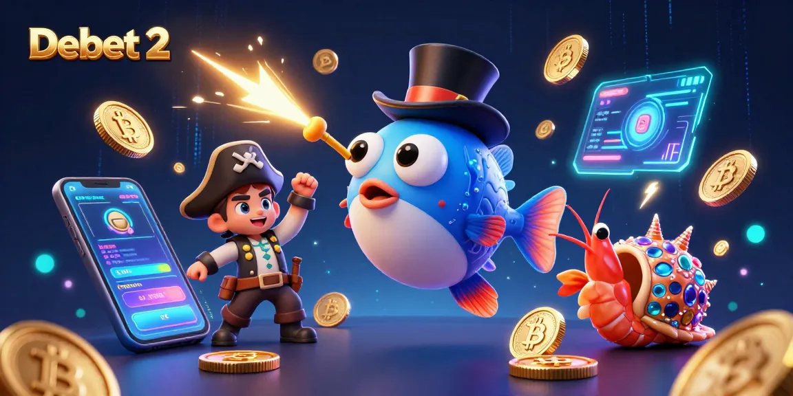 Explore the thrilling world of Debet 2 with lively characters in a casino-themed illustration.