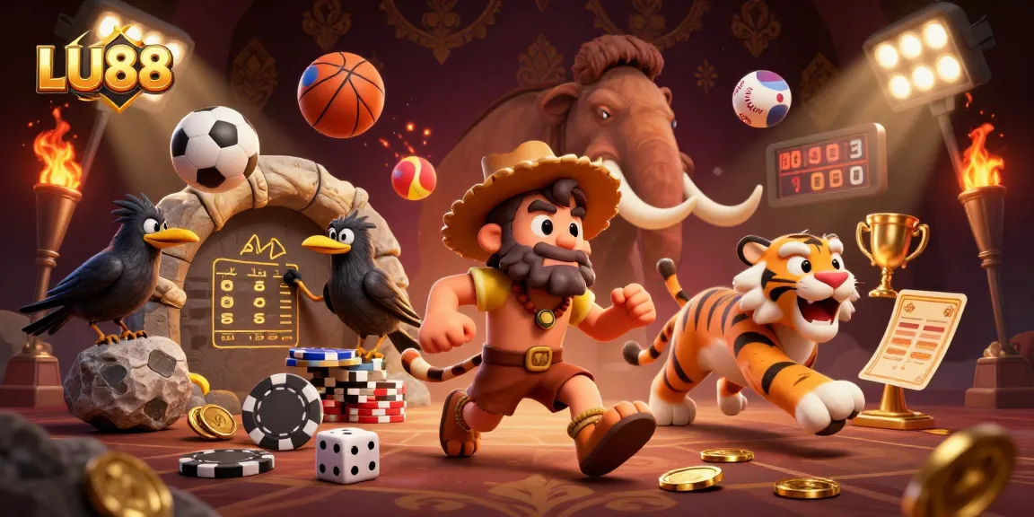 Engage with LU88's exciting casino offerings, featuring dynamic game elements and vibrant characters.