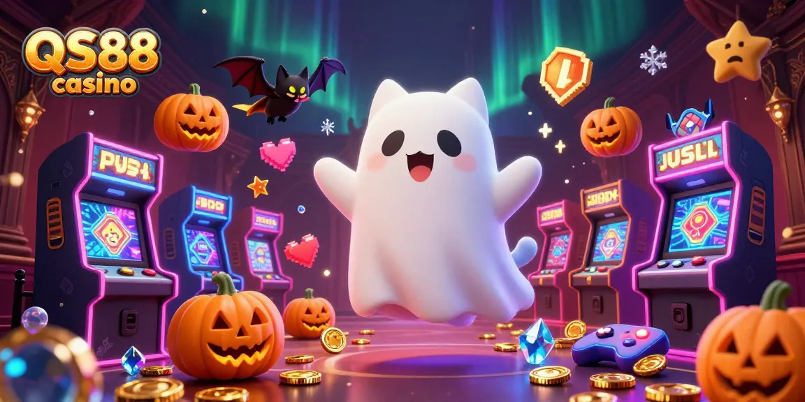 Engage with vibrant gameplay at QS88 casino with ghostly characters and exciting arcade elements.