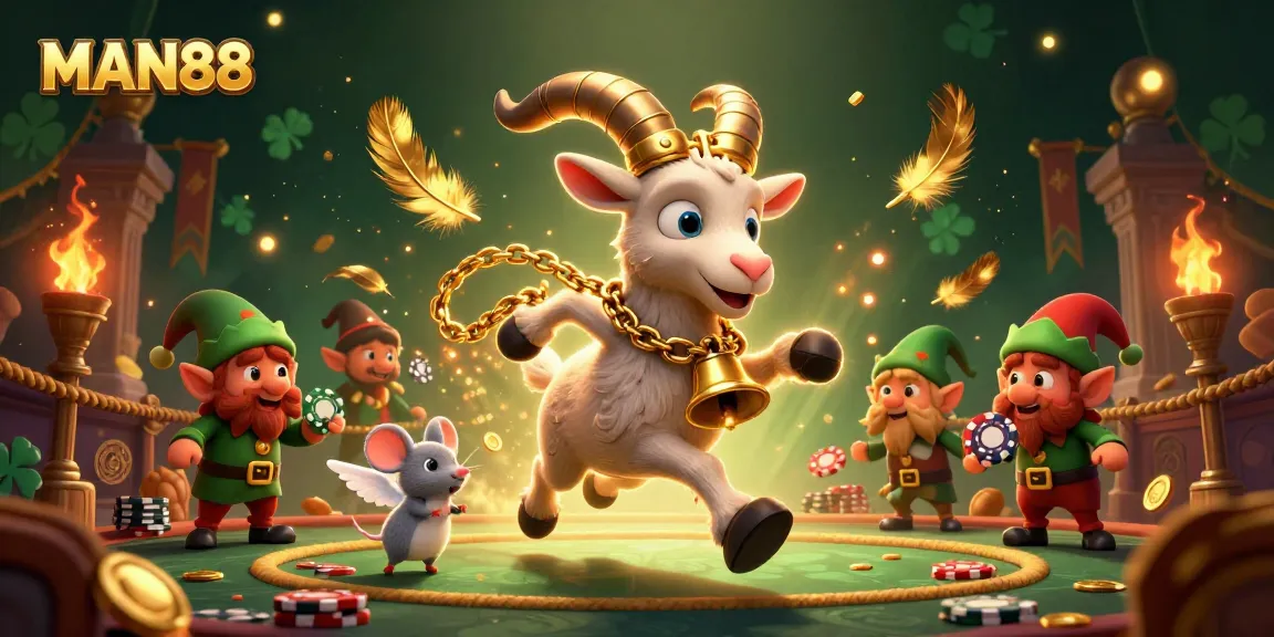 Engage in thrilling games at MAN88's vibrant holiday-themed casino with unique characters.